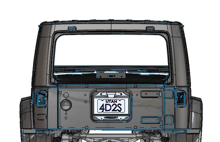 JK Spare Tire Delete License Plate Mount W/Rigid Chase Light Bracket