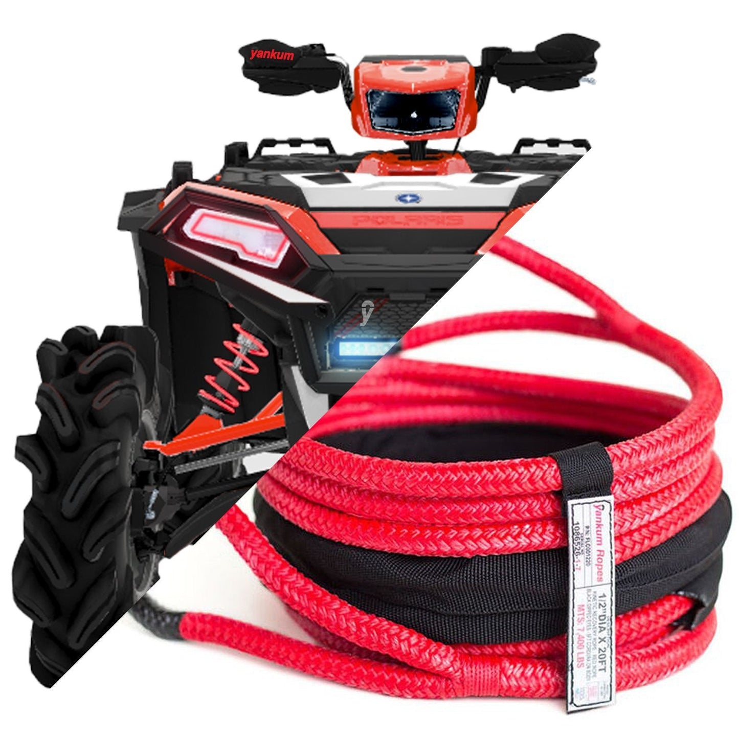 1/2 inch Yankum Kinetic Recovery Rope for ATVs